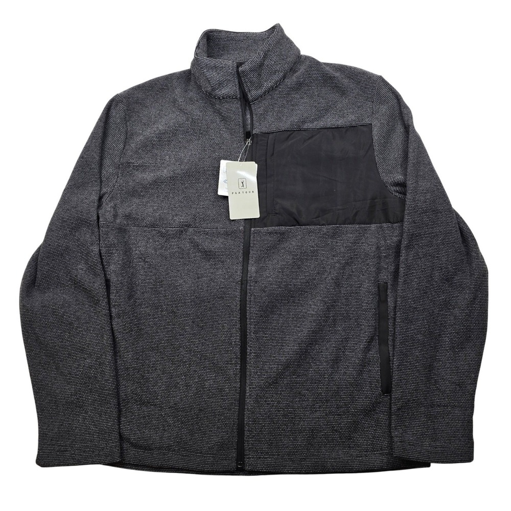 PGA TOUR Zip Fleece Jacket Mens Medium Caviar‎ Heather Thermal UPF 50 $100 NEW